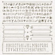 Vintage hand drawn design icon set and alphabet Vector illustration N2