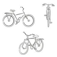 Set of bicycle drawing by lines