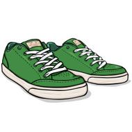 Vector Cartoon Green Skaters Shoes