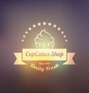 Cupcake food label over blurred background N7
