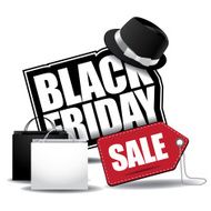 Black Friday shopping bag and sales tag icon