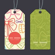 Vector colorful bows vertical round frame pattern tags set