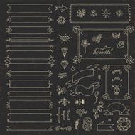 Vintage hand drawn design elements set 6 on dark N2