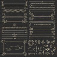 Vintage hand drawn design elements set 5 on dark N2