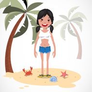 teenager girl on the beach summer - vector