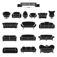 Luxury modern sofa and couch icons set
