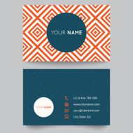 Business card template orange and white pattern vector design N3