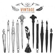 Vintage retro old nib pen brush ink collection N2