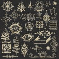 Floral hand drawn doodle colorful design elements on black 2 N2