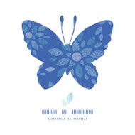 Blue buttefly frame textile peony flowers seamless pattern background