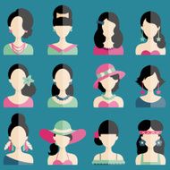 Set of Flat Icons with Women Characters N4