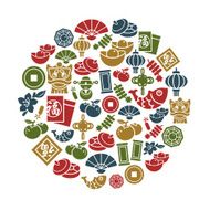 Chinese New Year Icons in Circle Shape