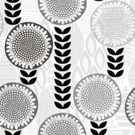 Monochrome seamless pattern of abstract flowers N17