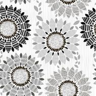 Monochrome seamless pattern of abstract flowers N18