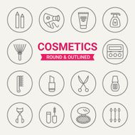 Set of round and outlined cosmetics icons