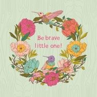 Vector floral invitation card with birds and flowers