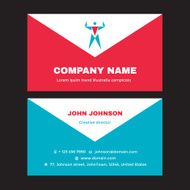 Business Visit Card with Abstract Geometric Logo of Man
