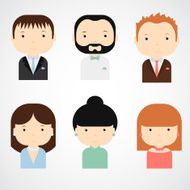 Set of colorful elegant successful people icons