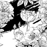 Seamless pattern with wild roses N2