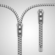 Metal realistic zipper