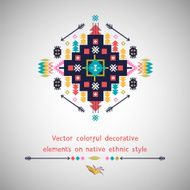 Vector colorful decorative element on native ethnic style N16