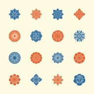 Thai Motifs Flowers Icons Set 1 - Color Series