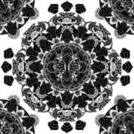 White and black ornamental fantasy seamless pattern N4