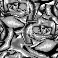Beautiful monochrome black and white seamless background with roses N2