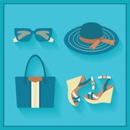 Women fashionable summer accessories in color blue