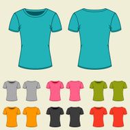 Set of templates colored t-shirts for women