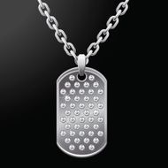 Platinum Dog Tag with White Rhinestones