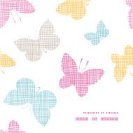 Textile textured colorful butterflies frame corner pattern background