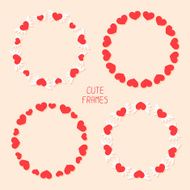 Set of vector hearts romantic frames Vector illustration Background