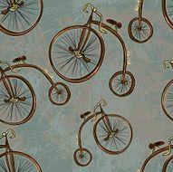 Pennyfarthing bicycle Steampunk repeating seamless pattern