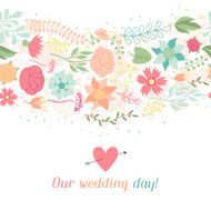 Wedding invitation card with pretty stylized flowers N7