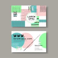 vector business card design template of hand drawn
