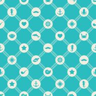Seamless patterns of marine symbols and rope N2