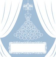 dress on hanger white curtains antique chandelier and frame
