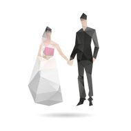 Bride and groom isolated on a white backgrounds vector illustration N2