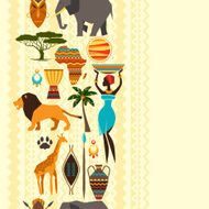 African ethnic seamless pattern with stylized icons N2