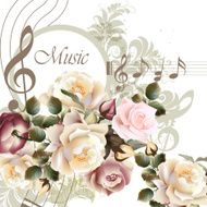 Music vector background with roses for design