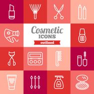 Set of flat cosmetic icons