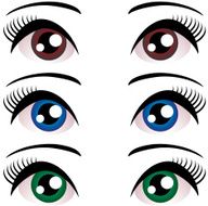 set Women eyes with long eyelashes Blue brown green Vector