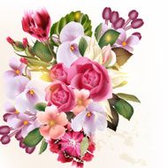 Beautiful vector floral background with detailed flowers