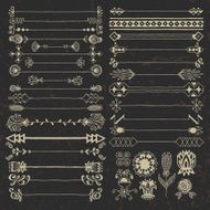 Vintage hand drawn design elements dark set 10 Vector illustration N2