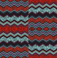 Set of decorative zigzag patterns in Art Deco style