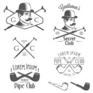 Set of vintage gentlemen&rsquo;s club design elements