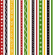 Seamless ethnic pattern with green yellow red color stripes