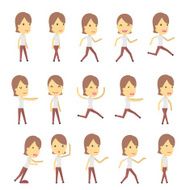 urban character set in different poses simple flat design N16
