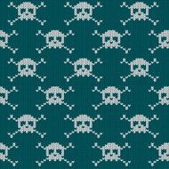 Knitted seamless pattern with skulls